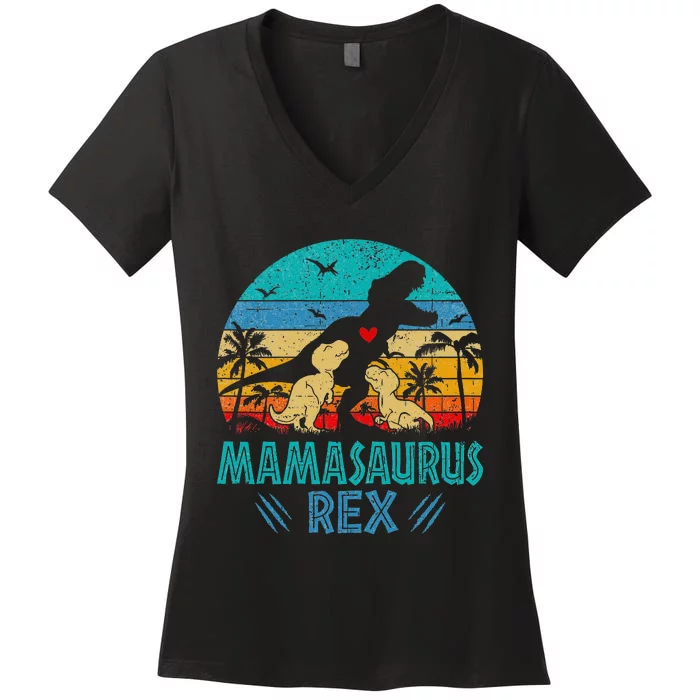 Mamasaurus T Rex Dinosaur Mama Saurus Women's V-Neck T-Shirt