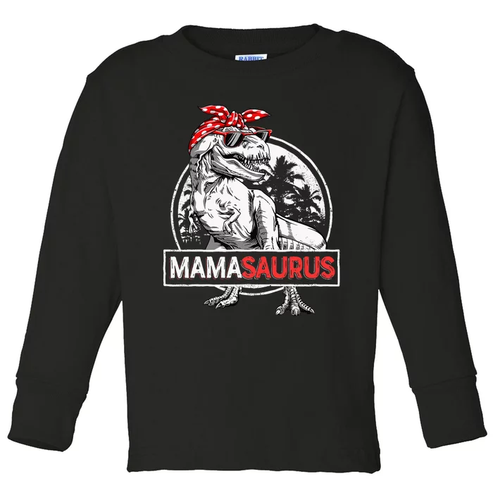 Mamasaurus T Rex Dinosaur Funny Mama Saurus Toddler Long Sleeve Shirt