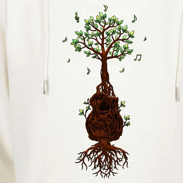 Musical Tree Root Guitar Womens Funnel Neck Pullover Hood