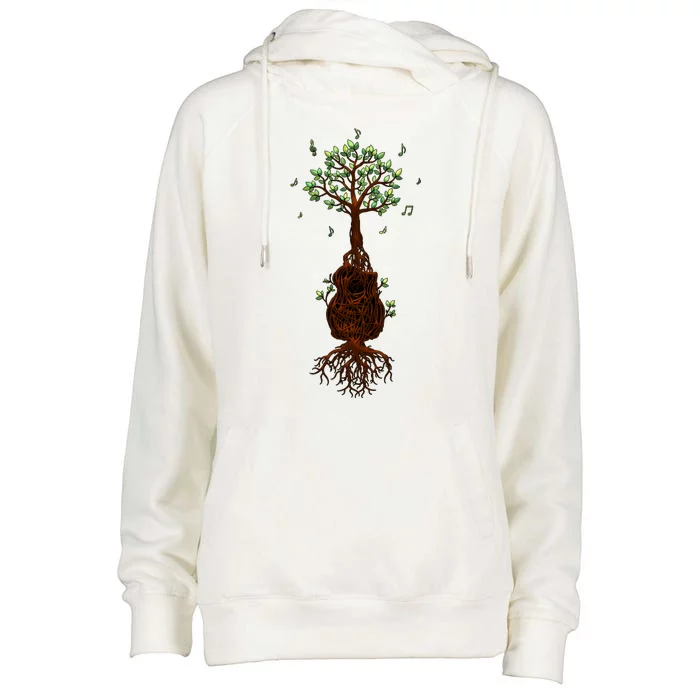 Musical Tree Root Guitar Womens Funnel Neck Pullover Hood