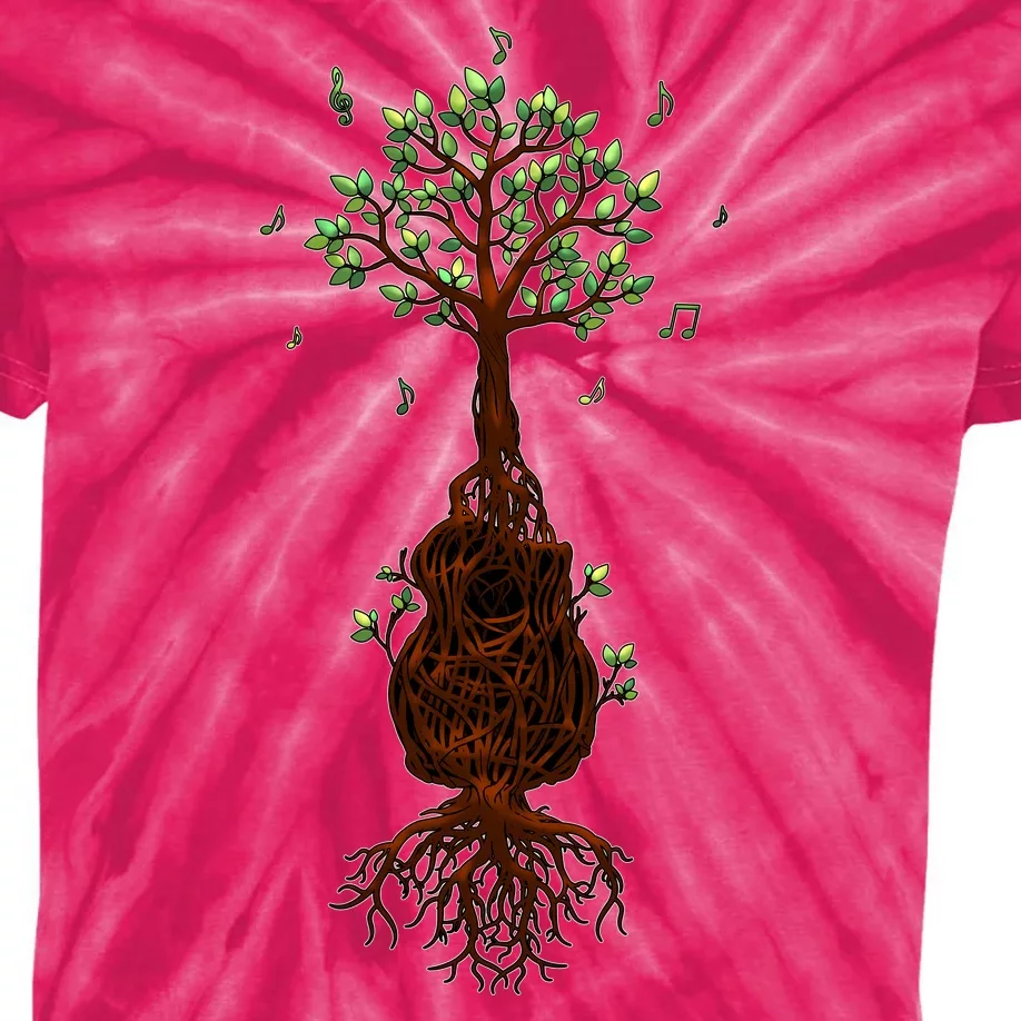 Musical Tree Root Guitar Kids Tie-Dye T-Shirt