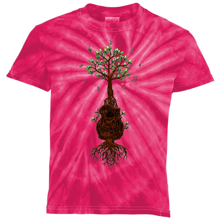 Musical Tree Root Guitar Kids Tie-Dye T-Shirt