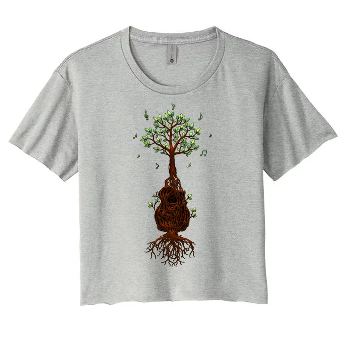 Musical Tree Root Guitar Women's Crop Top Tee