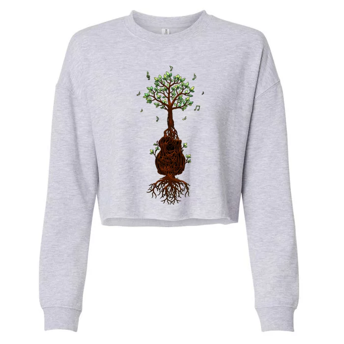 Musical Tree Root Guitar Cropped Pullover Crew