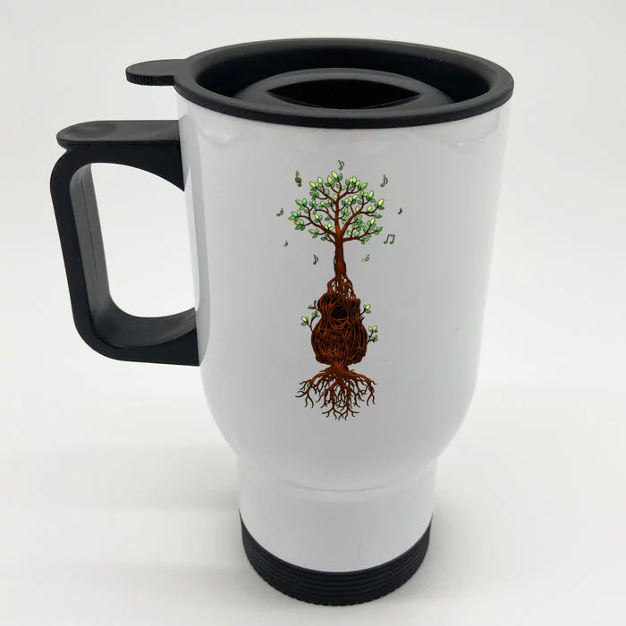 Musical Tree Root Guitar Front & Back Stainless Steel Travel Mug