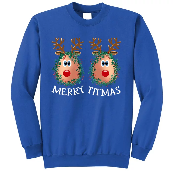 Merry Titmas Reindeer Boobs Naughty Ugly Christmas Sweater Gift Sweatshirt