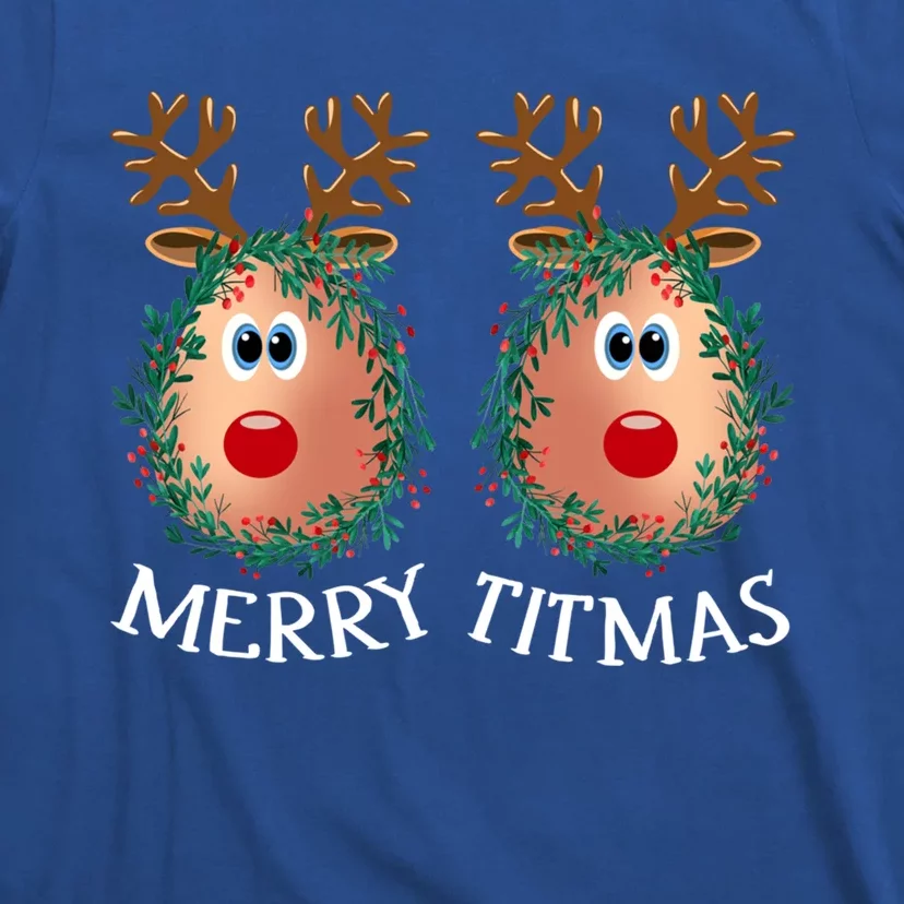 Merry Titmas Reindeer Boobs Naughty Ugly Christmas Sweater Gift T-Shirt