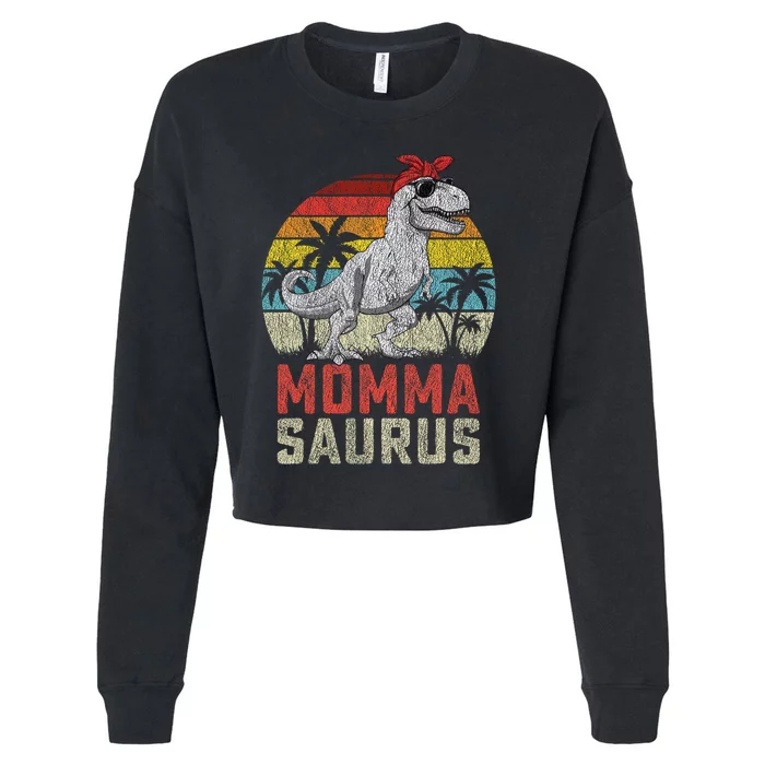 Mommasaurus T Rex Dinosaur Momma Saurus MotherS Family Cropped Pullover Crew