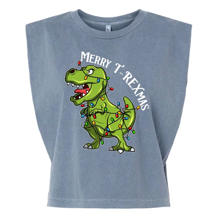 Merry T Rexmas Trex Christmas Garment-Dyed Women's Muscle Tee