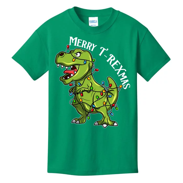 Merry T Rexmas Trex Christmas Kids T-Shirt