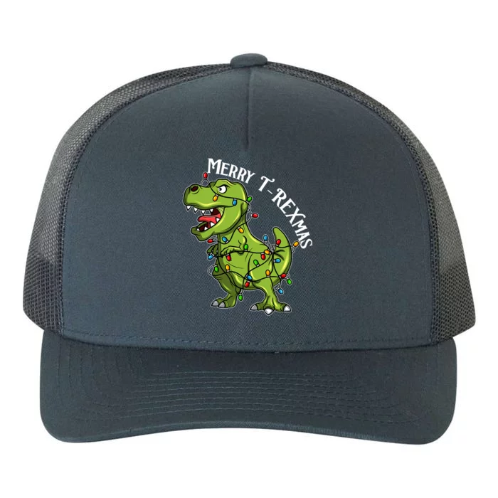 Merry T Rexmas Trex Christmas Yupoong Adult 5-Panel Trucker Hat