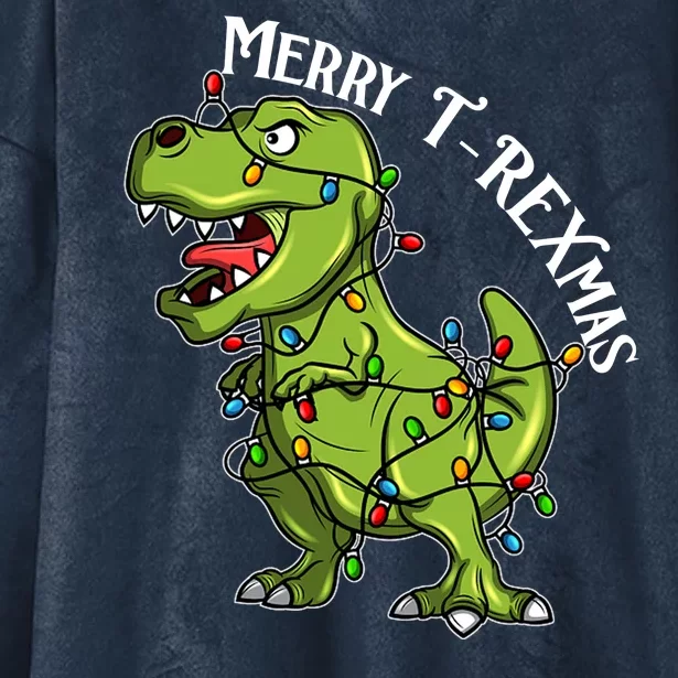 Merry T Rexmas Trex Christmas Hooded Wearable Blanket