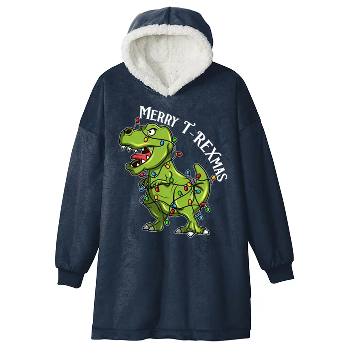 Merry T Rexmas Trex Christmas Hooded Wearable Blanket