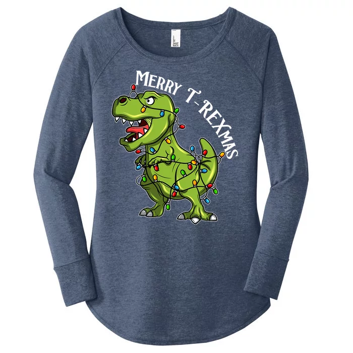 Merry T Rexmas Trex Christmas Women's Perfect Tri Tunic Long Sleeve Shirt