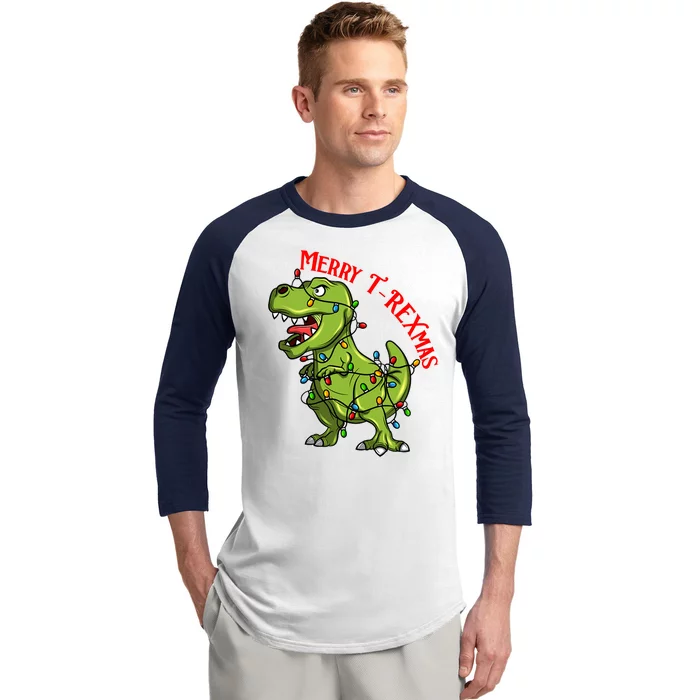 Merry T Rexmas Trex Christmas Baseball Sleeve Shirt