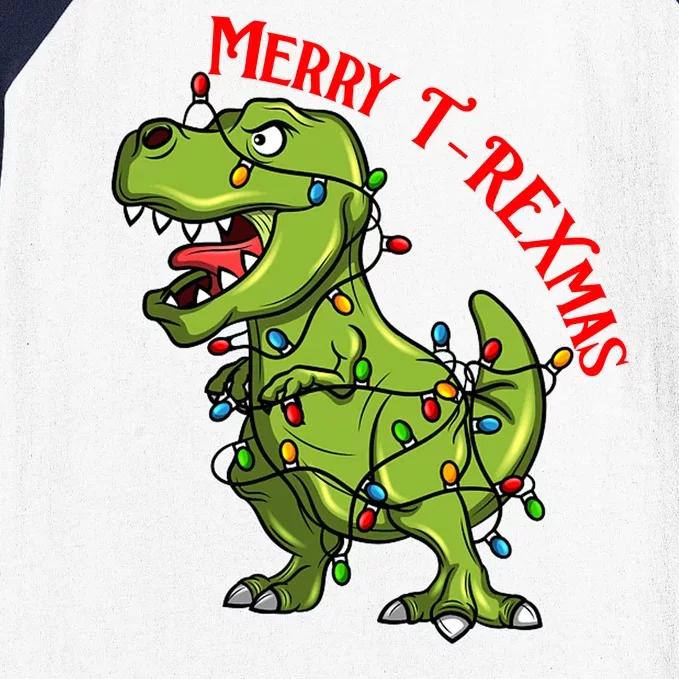 Merry T Rexmas Trex Christmas Baseball Sleeve Shirt