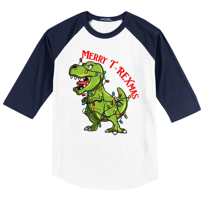 Merry T Rexmas Trex Christmas Baseball Sleeve Shirt