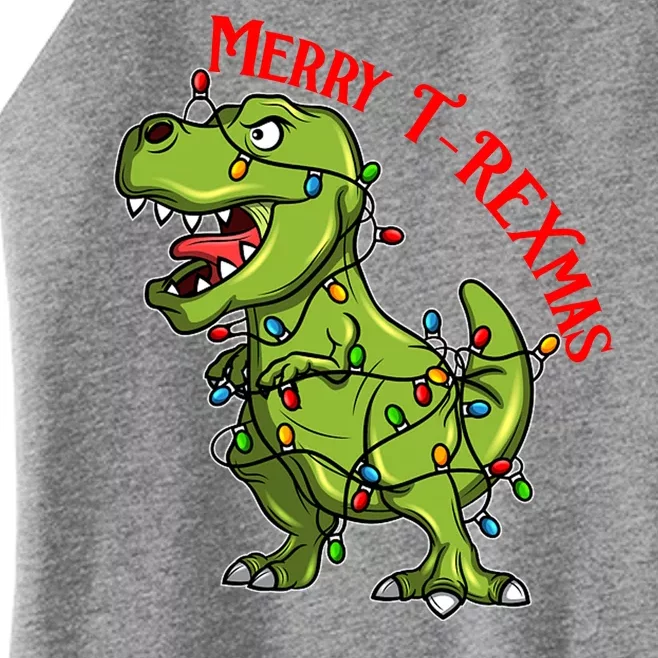 Merry T Rexmas Trex Christmas Women’s Perfect Tri Rocker Tank