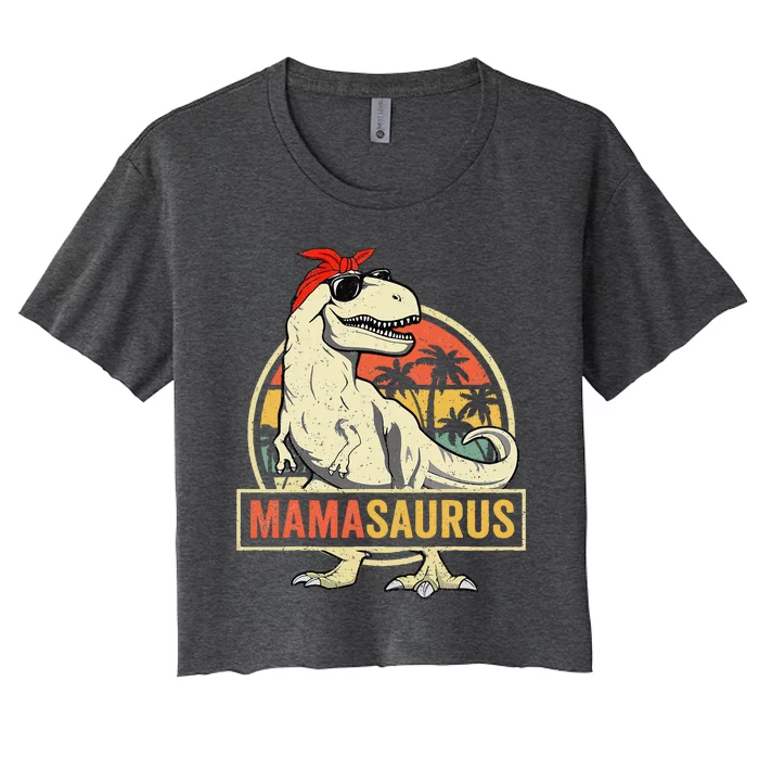 Mamasaurus T Rex Dinosaur Mama Saurus Family Matching Women's Crop Top Tee