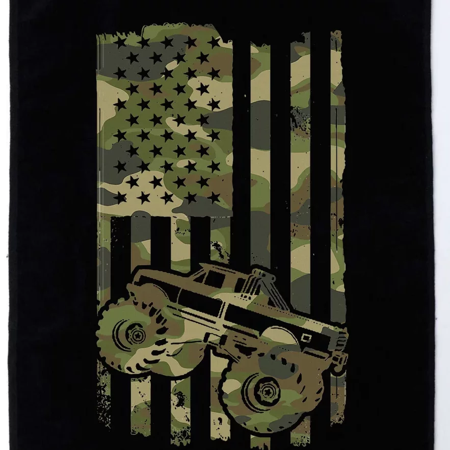 Monster Trucker Retro Monster Truck Usa Flag 4th July Platinum Collection Golf Towel