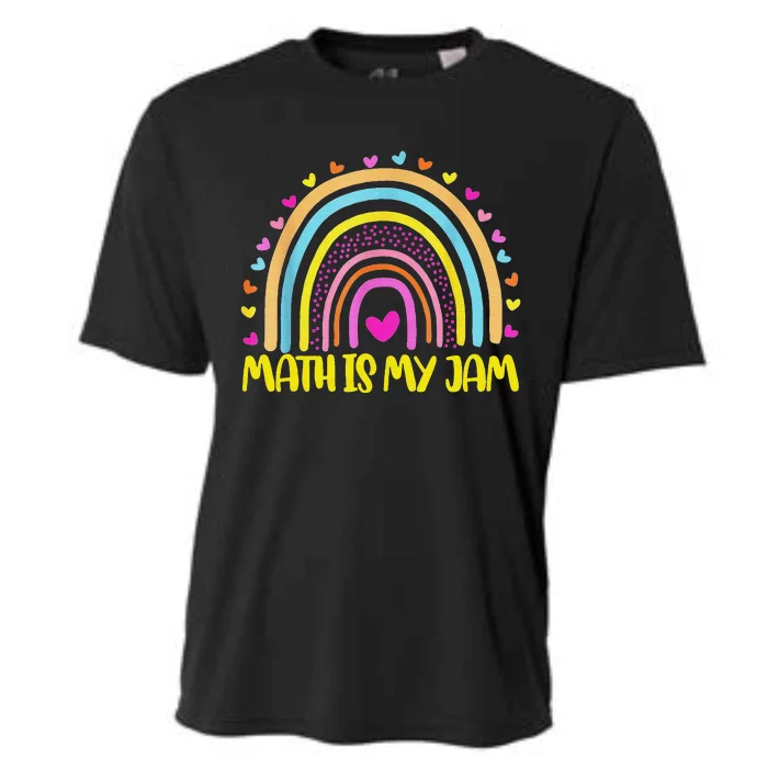 Math Teacher Rainbow Leopard Math Is My Jam Rainbow Cooling Performance Crew T-Shirt