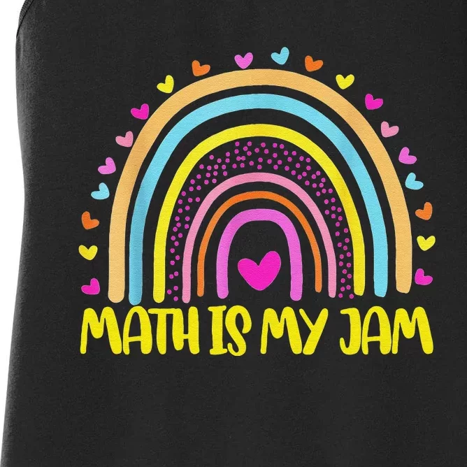 Math Teacher Rainbow Leopard Math Is My Jam Rainbow Women's Racerback Tank