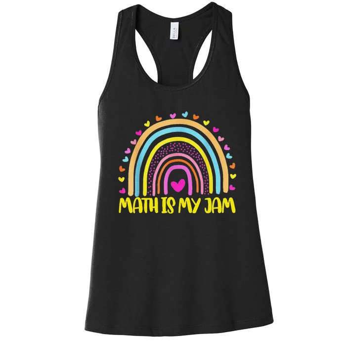 Math Teacher Rainbow Leopard Math Is My Jam Rainbow Women's Racerback Tank