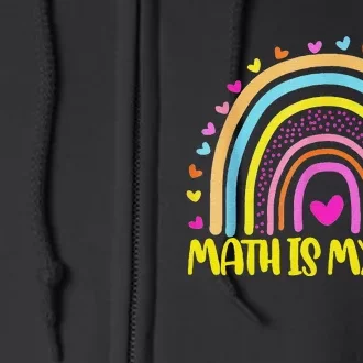 Math Teacher Rainbow Leopard Math Is My Jam Rainbow Full Zip Hoodie