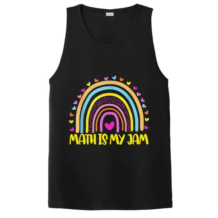 Math Teacher Rainbow Leopard Math Is My Jam Teacher Performance Tank