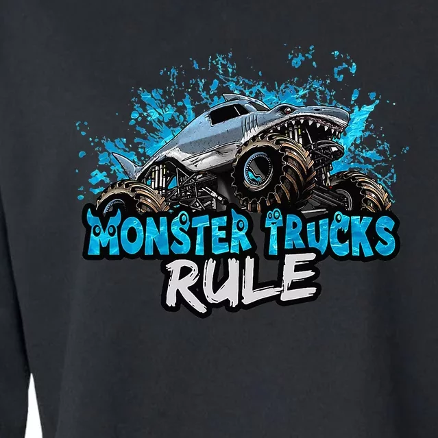 Monster Trucks Rule funny farmer lover Cropped Pullover Crew