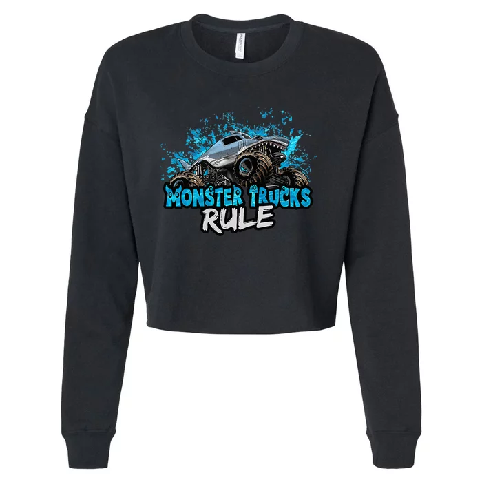 Monster Trucks Rule funny farmer lover Cropped Pullover Crew