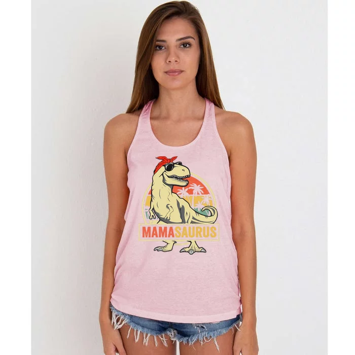 Mamasaurus T Rex Dinosaur Mama Saurus Family Matching Women Women's Knotted Racerback Tank