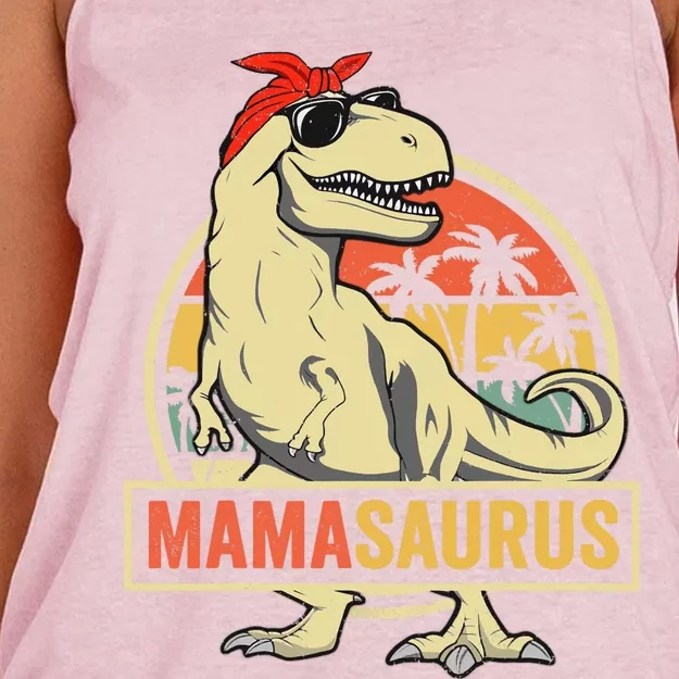 Mamasaurus T Rex Dinosaur Mama Saurus Family Matching Women Women's Knotted Racerback Tank