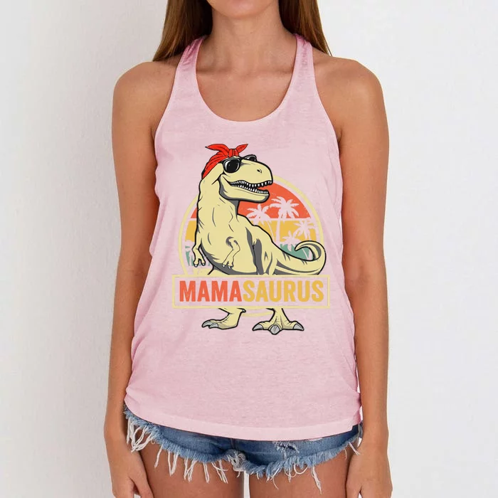 Mamasaurus T Rex Dinosaur Mama Saurus Family Matching Women Women's Knotted Racerback Tank