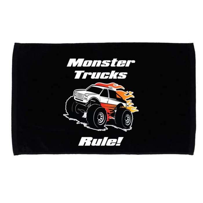 Monster Trucks Rule Gift With Fast Flame Great Gift Microfiber Hand Towel