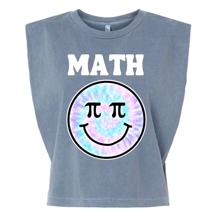 Math Teacher Retro Smile Face Gift Garment-Dyed Women's Muscle Tee