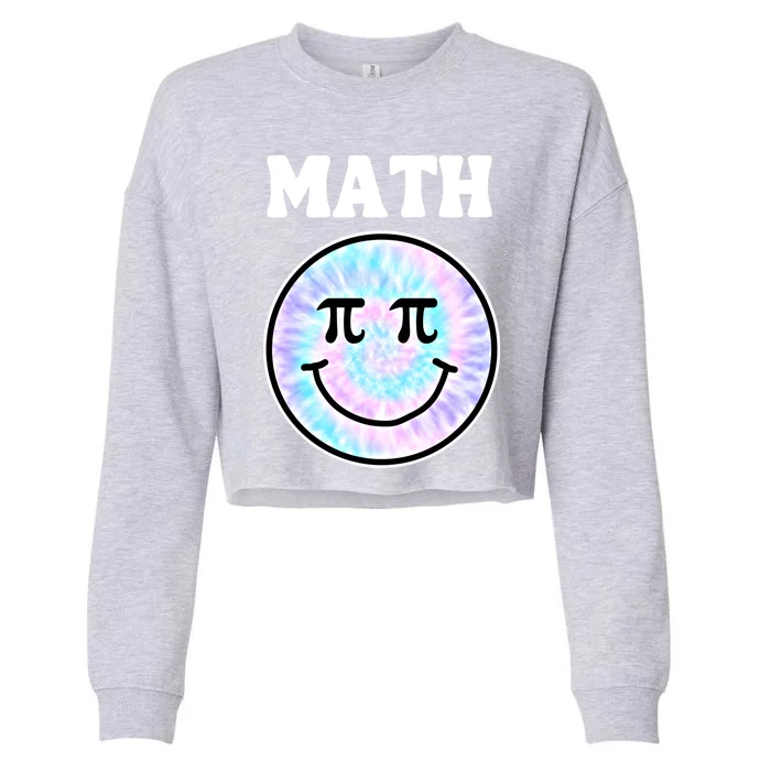 Math Teacher Retro Smile Face Gift Cropped Pullover Crew