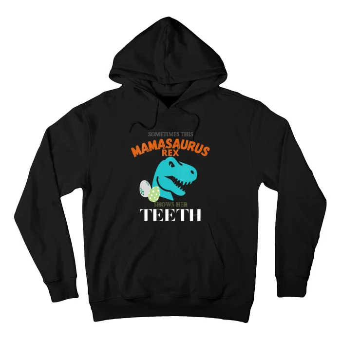 Mamasaurus T Rex Dinosaur Funny Mama Saurus Family Matching Vneck Hoodie