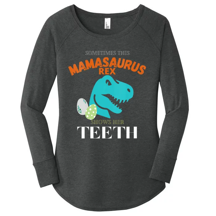 Mamasaurus T Rex Dinosaur Funny Mama Saurus Family Matching Vneck Women's Perfect Tri Tunic Long Sleeve Shirt