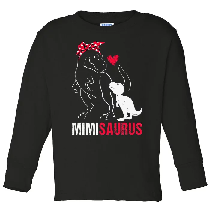 Mimisaurus T Rex Dinosaur Mimi Saurus Family Matching Toddler Long Sleeve Shirt