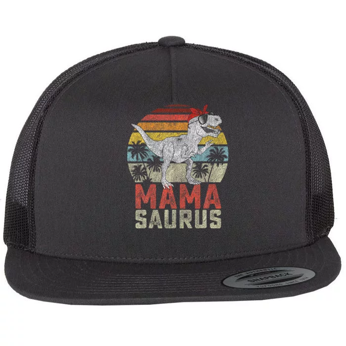 Mamasaurus T Rex Dinosaur Mama Saurus Family Matching Flat Bill Trucker Hat