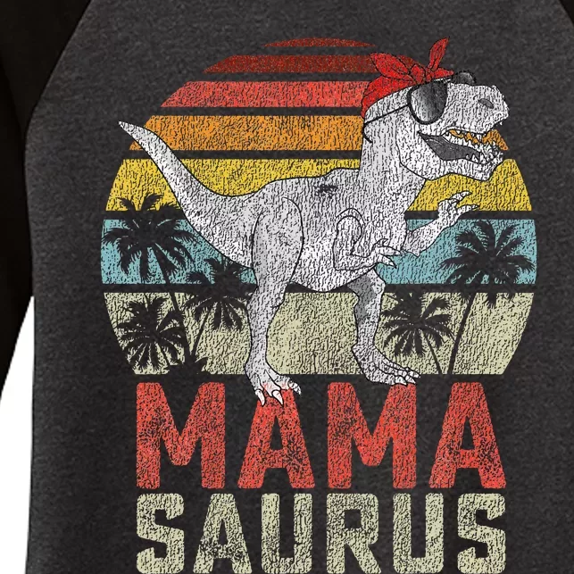 Mamasaurus T Rex Dinosaur Mama Saurus Family Matching Women's Tri-Blend 3/4-Sleeve Raglan Shirt