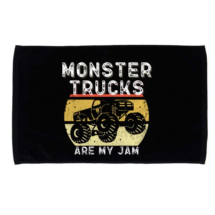 Monster Truck Retro Sunset Vintage Monster Trucks Are My Jam Gift Microfiber Hand Towel