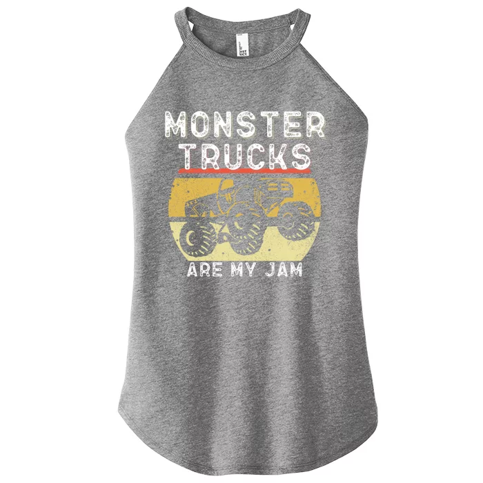 Monster Truck Retro Sunset Vintage Monster Trucks Are My Jam Gift Women’s Perfect Tri Rocker Tank