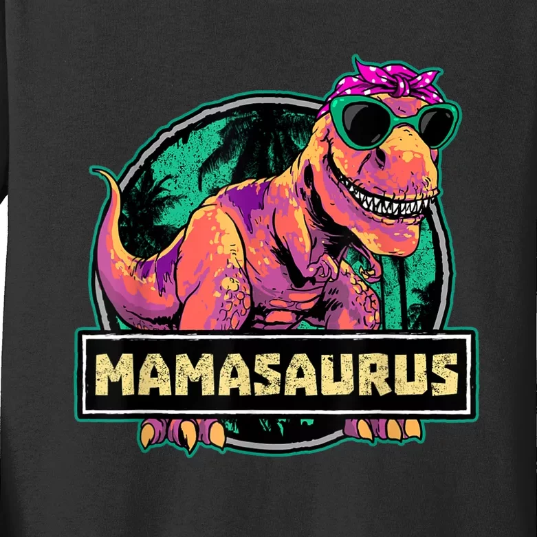 Mamasaurus T Rex Mama Saurus Dinosaur Womens Kids Long Sleeve Shirt