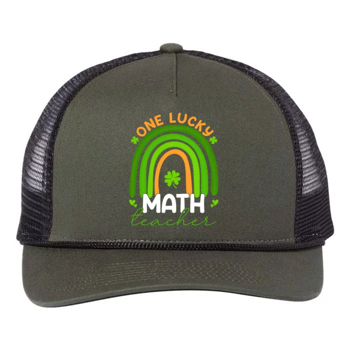 Math Teacher Rainbow Saint Patricks Day One Lucky Teacher Gift Retro Rope Trucker Hat Cap