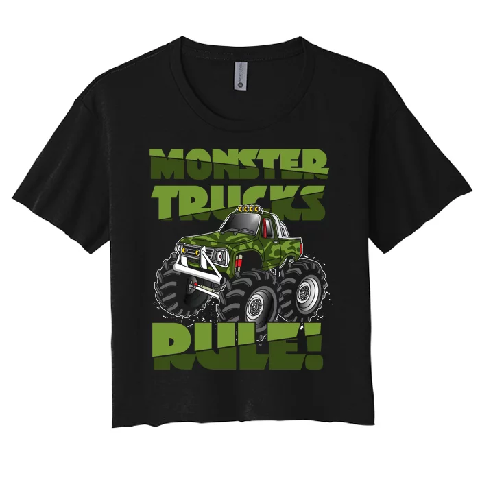 Monster Trucks Rule Jam Birthday Boy Monster Truck Gifts Women's Crop Top Tee