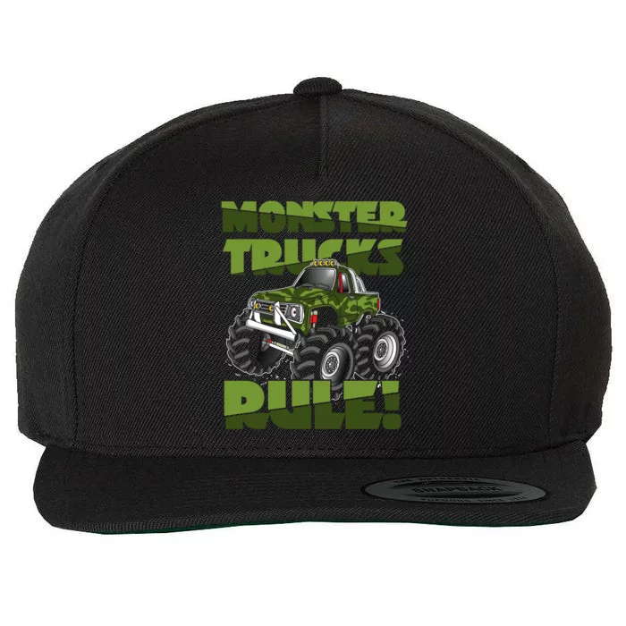 Monster Trucks Rule Jam Birthday Boy Monster Truck Gifts Wool Snapback Cap