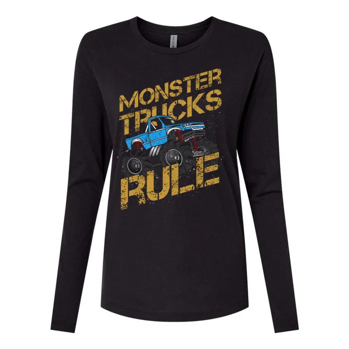 Monster Trucks Rule Jam Birthday Boy Monster Truck Gift Womens Cotton Relaxed Long Sleeve T-Shirt