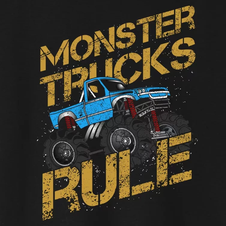 Monster Trucks Rule Jam Birthday Boy Monster Truck Gift Women's Crop Top Tee